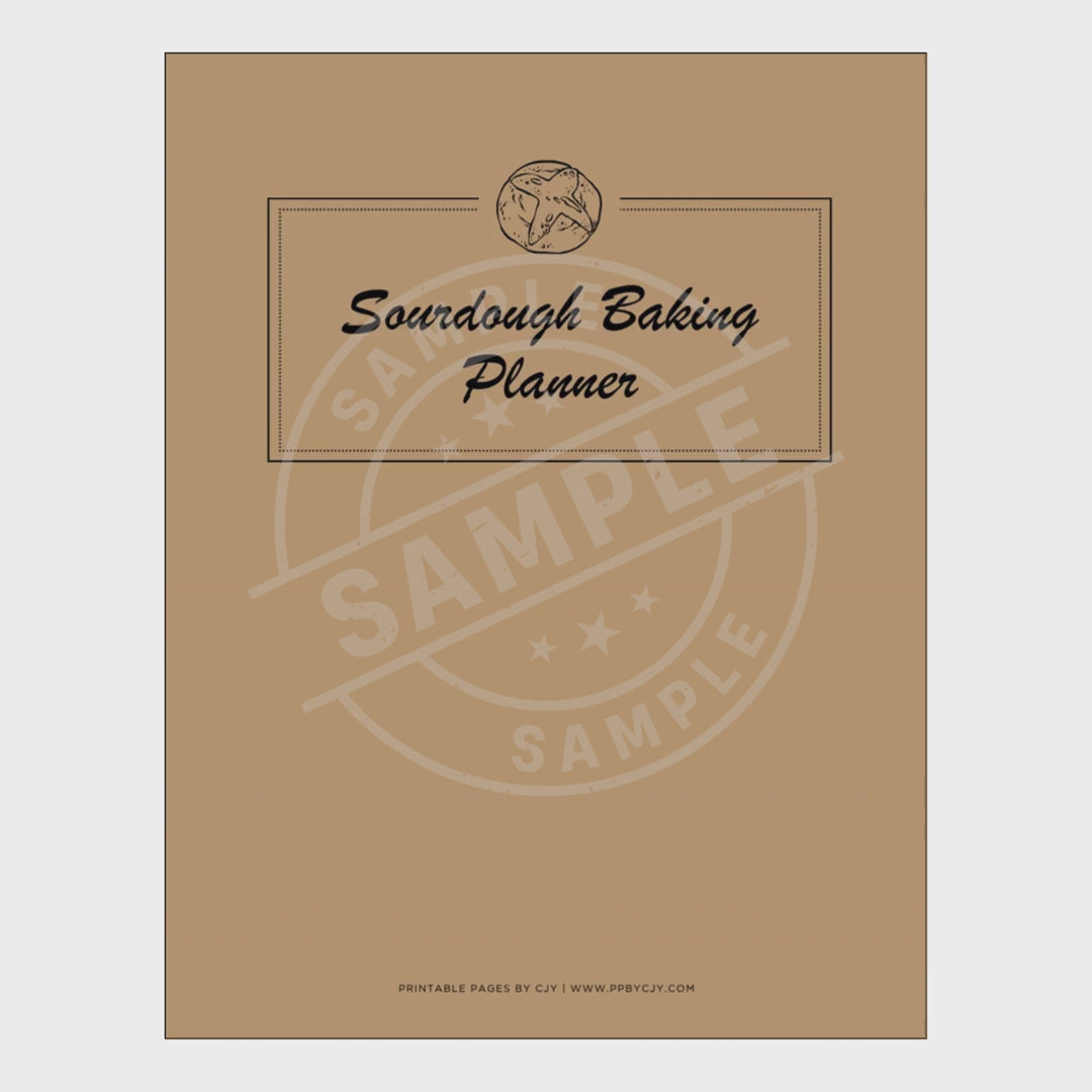 video for Sourdough baking planner with various pages on a white background