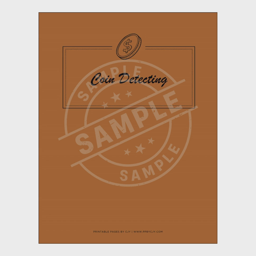 video for Collection of coin collecting logs and a notebook on a white background