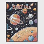 video of Coloring book cover titled 'Planet Pals' with space-themed illustrations on a white background.