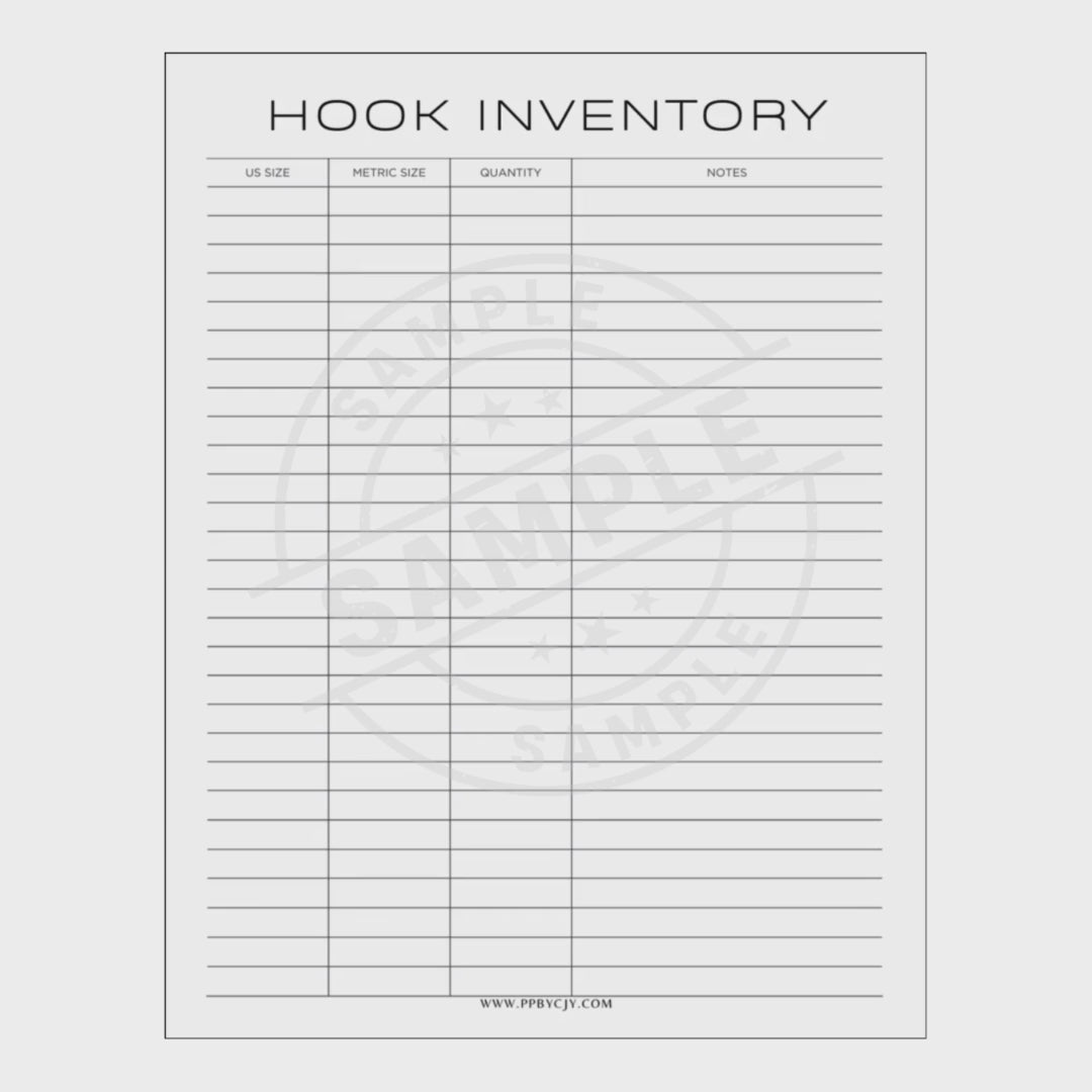 video for a Crochet planner sheet with columns for pattern, designer, hook size, yarn weight, etc.
