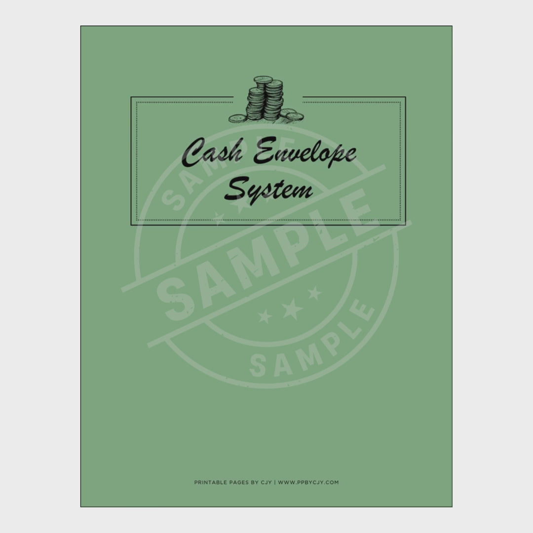 video for Set of cash envelope system worksheets with a green cover on a white background