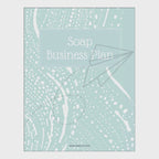 video for Soap Business Plan document with a light blue cover and white text on a white background