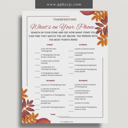 Thanksgiving Game Printable Bundle