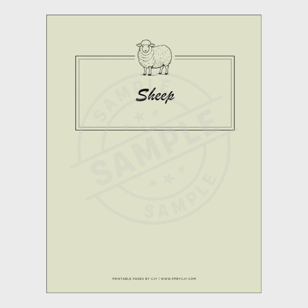 video for Sheep management logbook with various pages on a white background