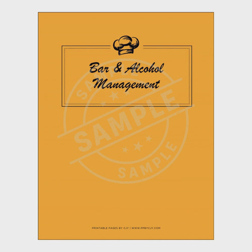 video for Set of bar and alcohol management checklists with an orange cover on a white background.