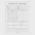 video for jewelry design worksheet with various fields for details on a white background.