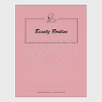 video for Pink beauty routine planner with various pages on a white background