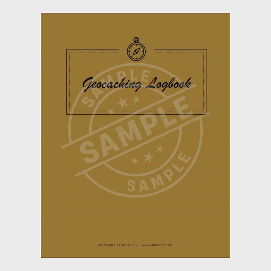 video of Geocaching logbook with various pages on a white background