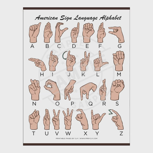 video for American Sign Language (ASL) flashcards for numbers and alphabet on a white background.