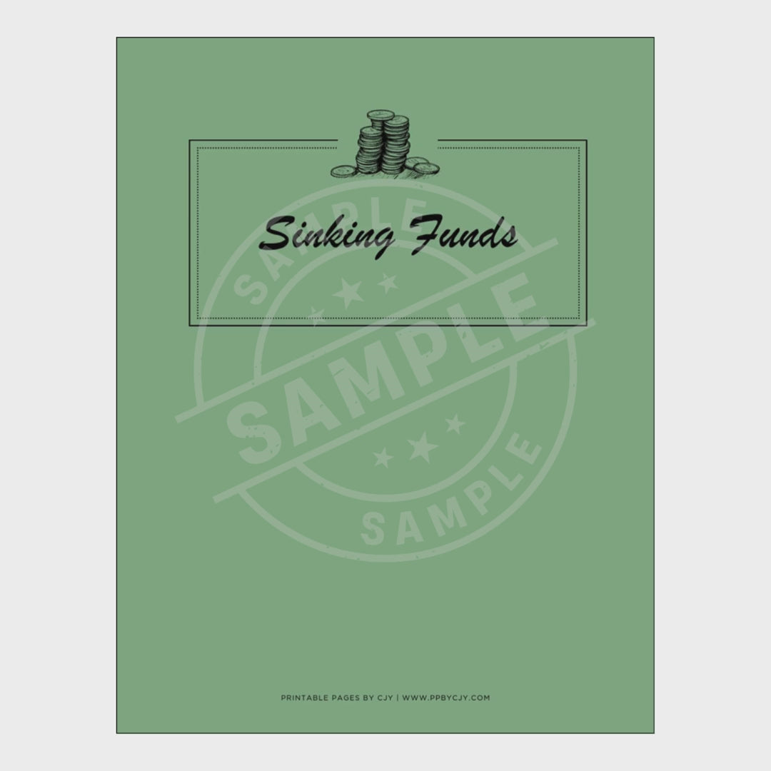 video of Set of financial planning sheets with a green cover titled 'Sinking Funds'.