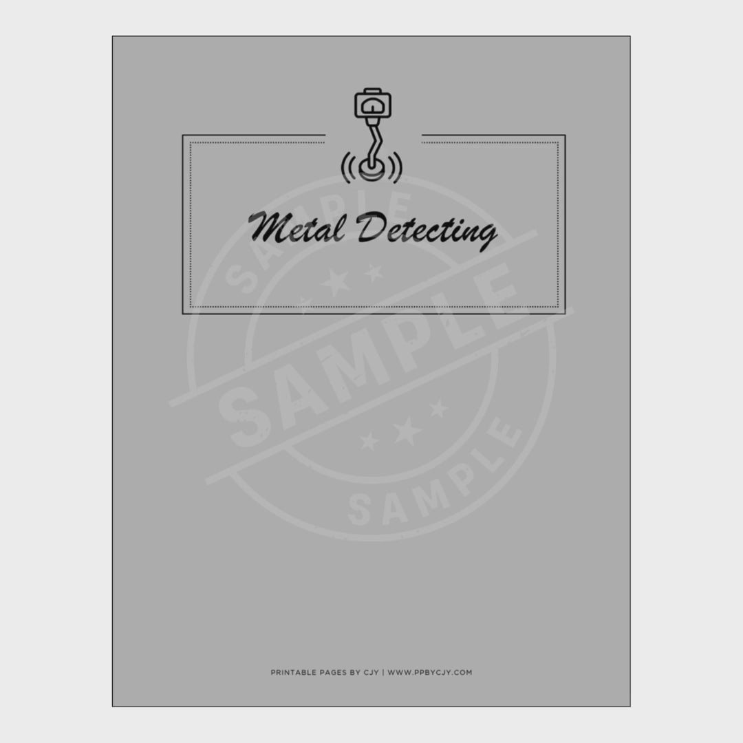 video for Metal detecting logbook with various pages on a white background