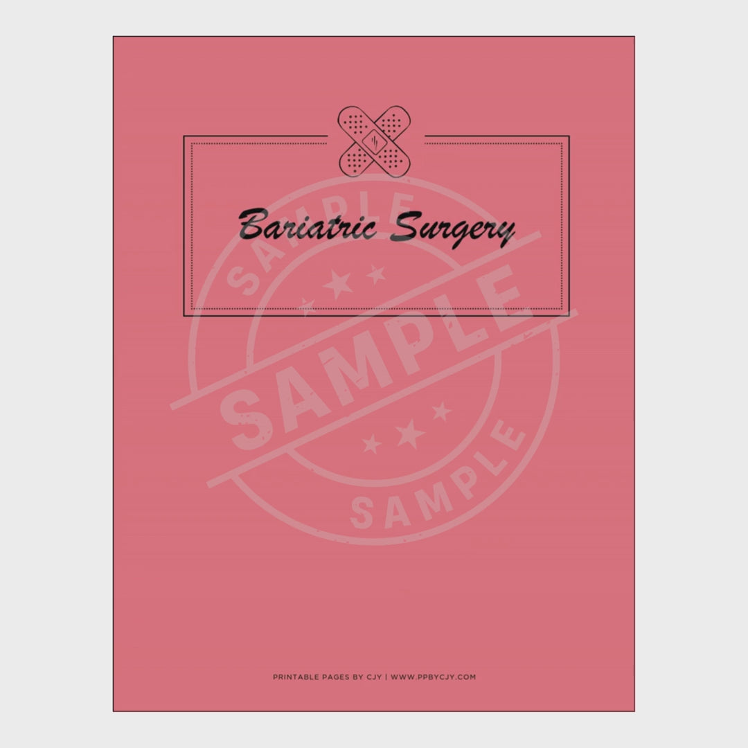 video for Bariatric surgery planner with various pages on a white background