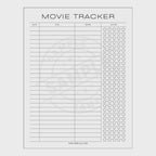 Movie tracker sheet with star pattern on a white background