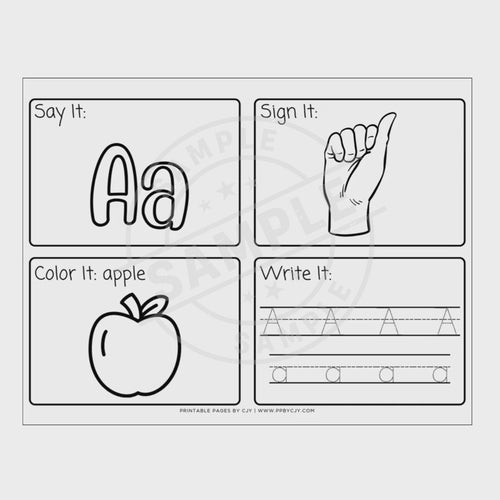 video for Collection of educational flashcards with various activities on a white background