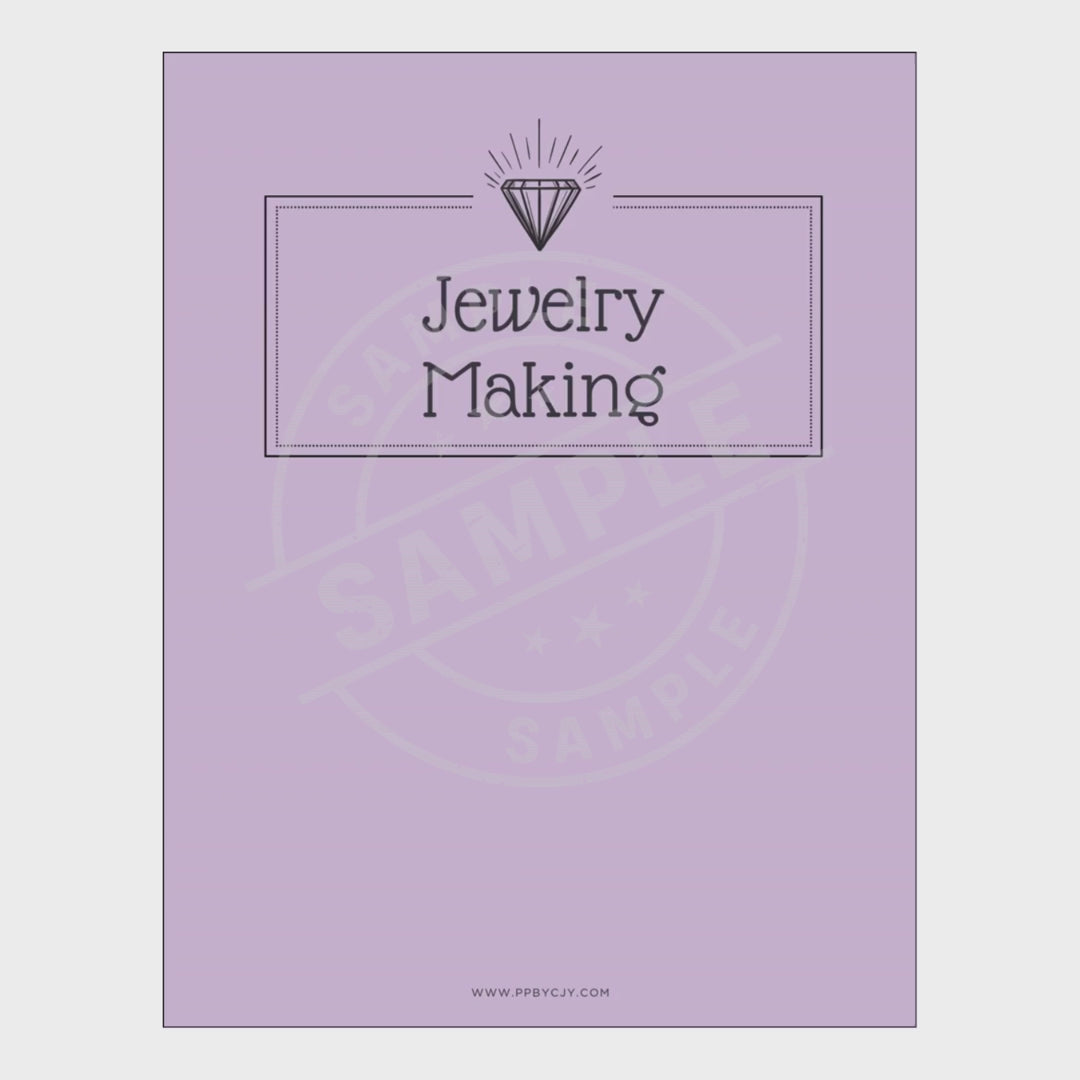 video of Purple planner titled 'Jewelry Making' on a white background