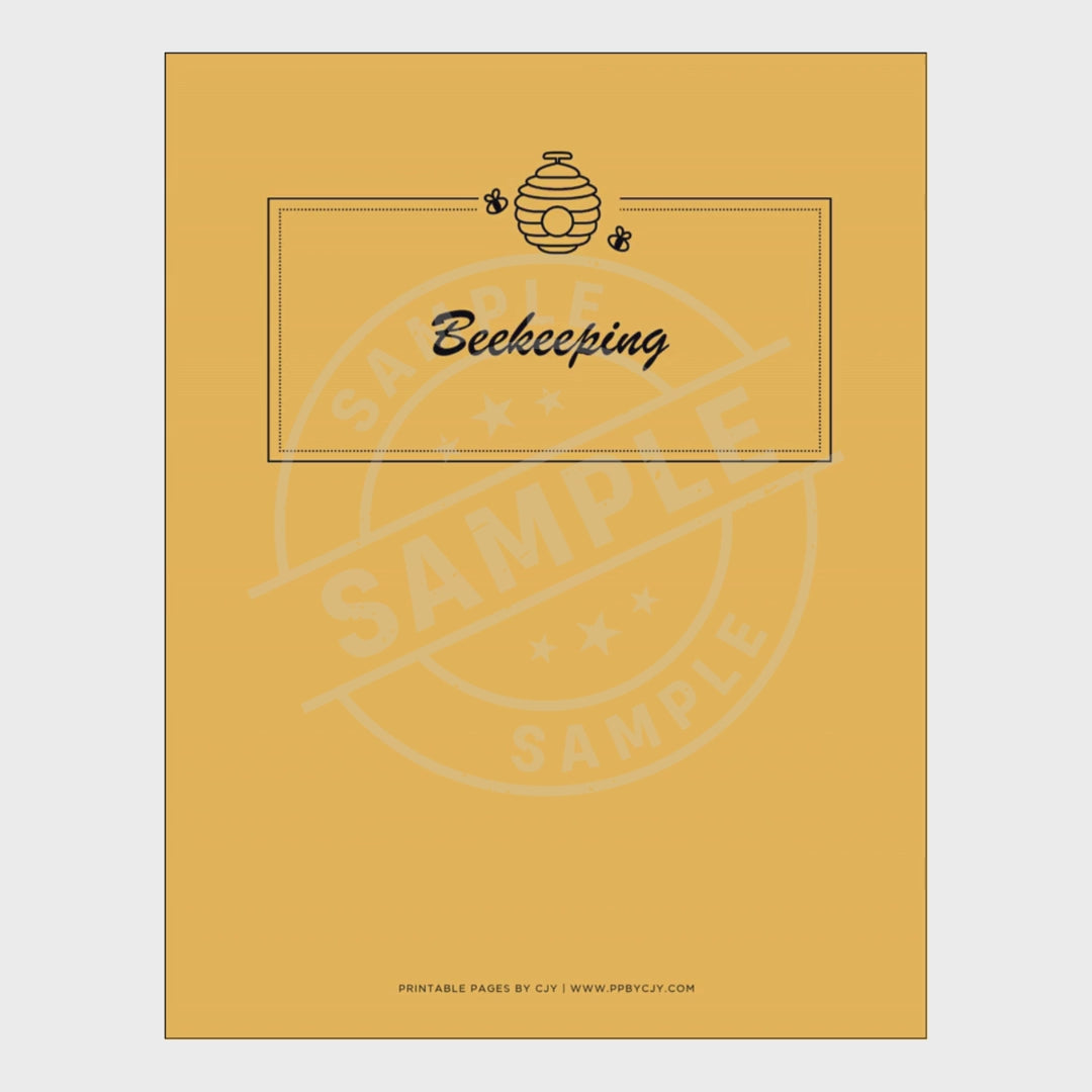 video for Collection of beekeeping logs and a notebook on a white background