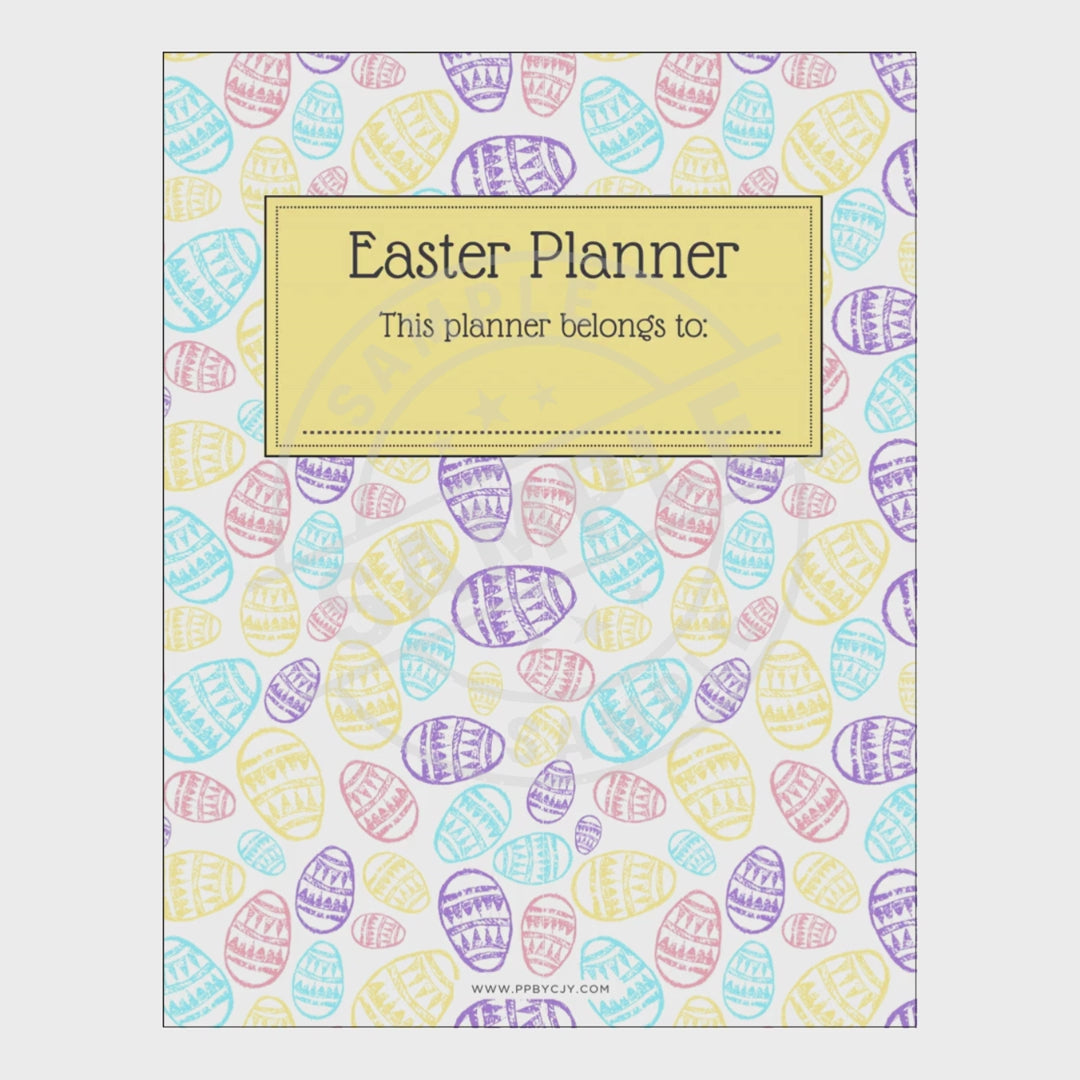 Easter planner with colorful egg pattern on a white background