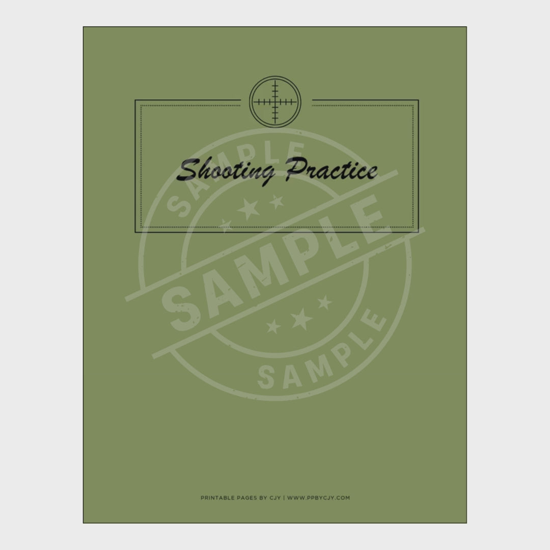 video for Green notebook with shooting practice pages on a white background