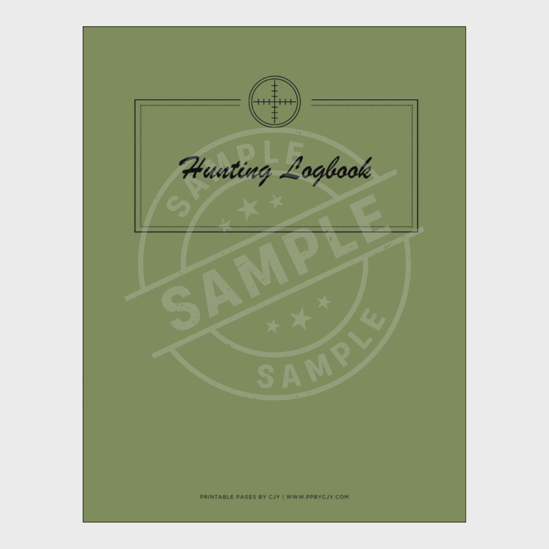 video for Hunting logbook with various pages on a white background