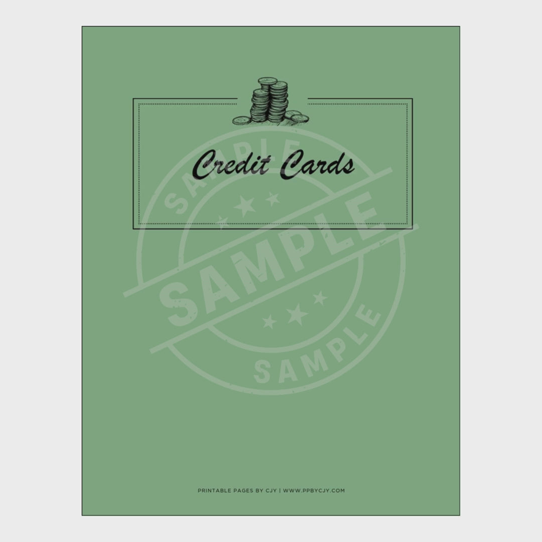 video for Set of credit management sheets with a green cover on a white background