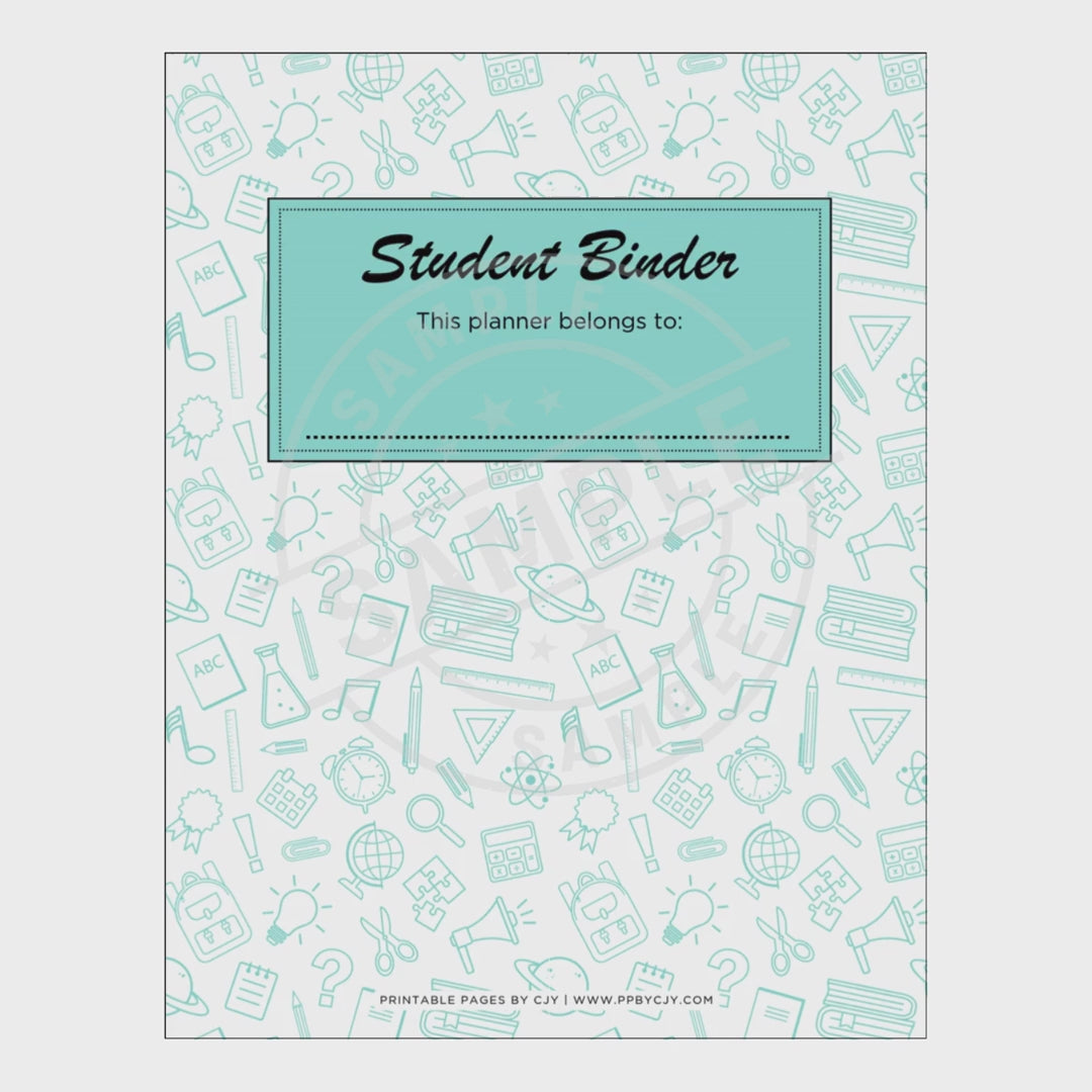 video for Collection of educational planner pages with a cover sheet on a white background