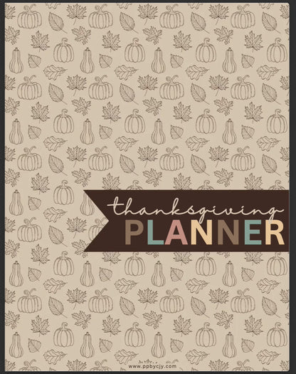 Thanksgiving Printable PDF Binder with 80 pages, including meal planners, shopping lists, guest trackers, recipe organizers, and decoration ideas