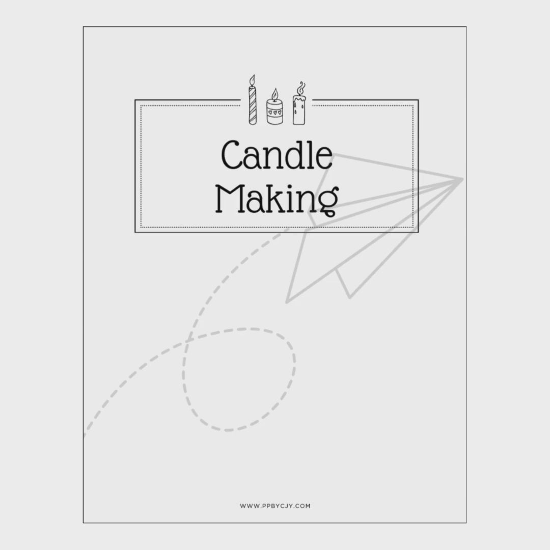 video of Sheet of paper with 'Candle Making' text and illustrations on a white background