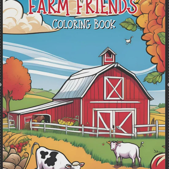 Farm Friends 50 Printable Coloring Pages featuring farm animals like cows, pigs, and chickens, ideal for kids and adults who love farm life and coloring.
