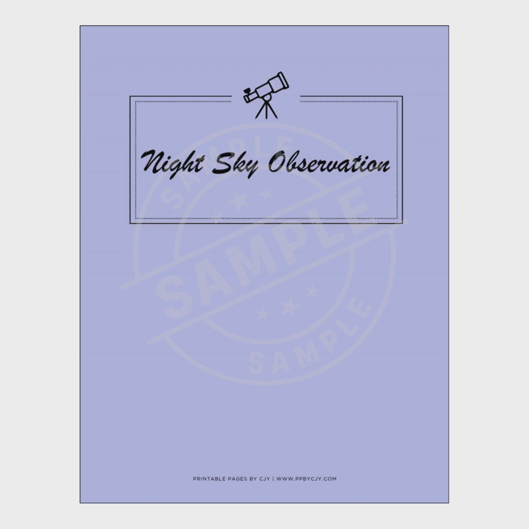 video of Set of astronomy observation logs with a purple notebook cover on a white background