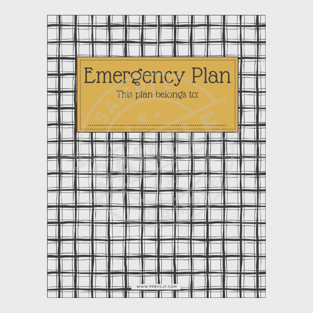 video of Emergency plan document with a yellow label on a white background