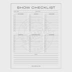 video for a craft show checklist template with various sections on a white background