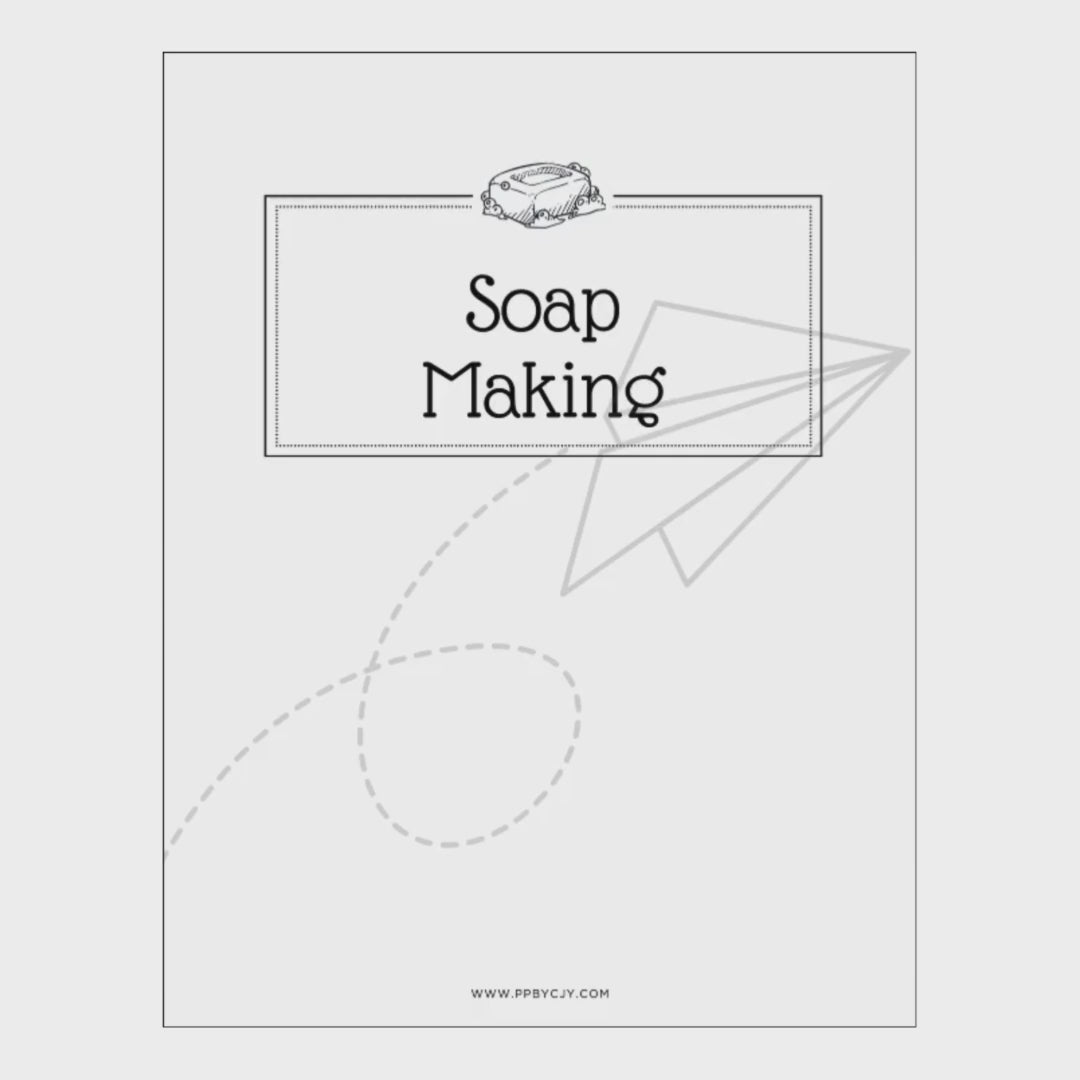video for Sheet of paper with 'Soap Making' bundle text and a soap illustration on a white background.