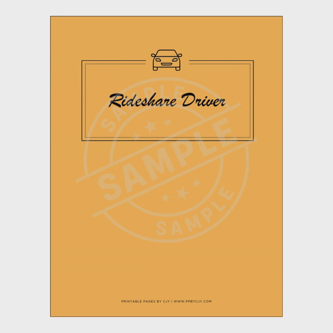 video of Set of rideshare driver worksheets with a yellow notebook on a white background