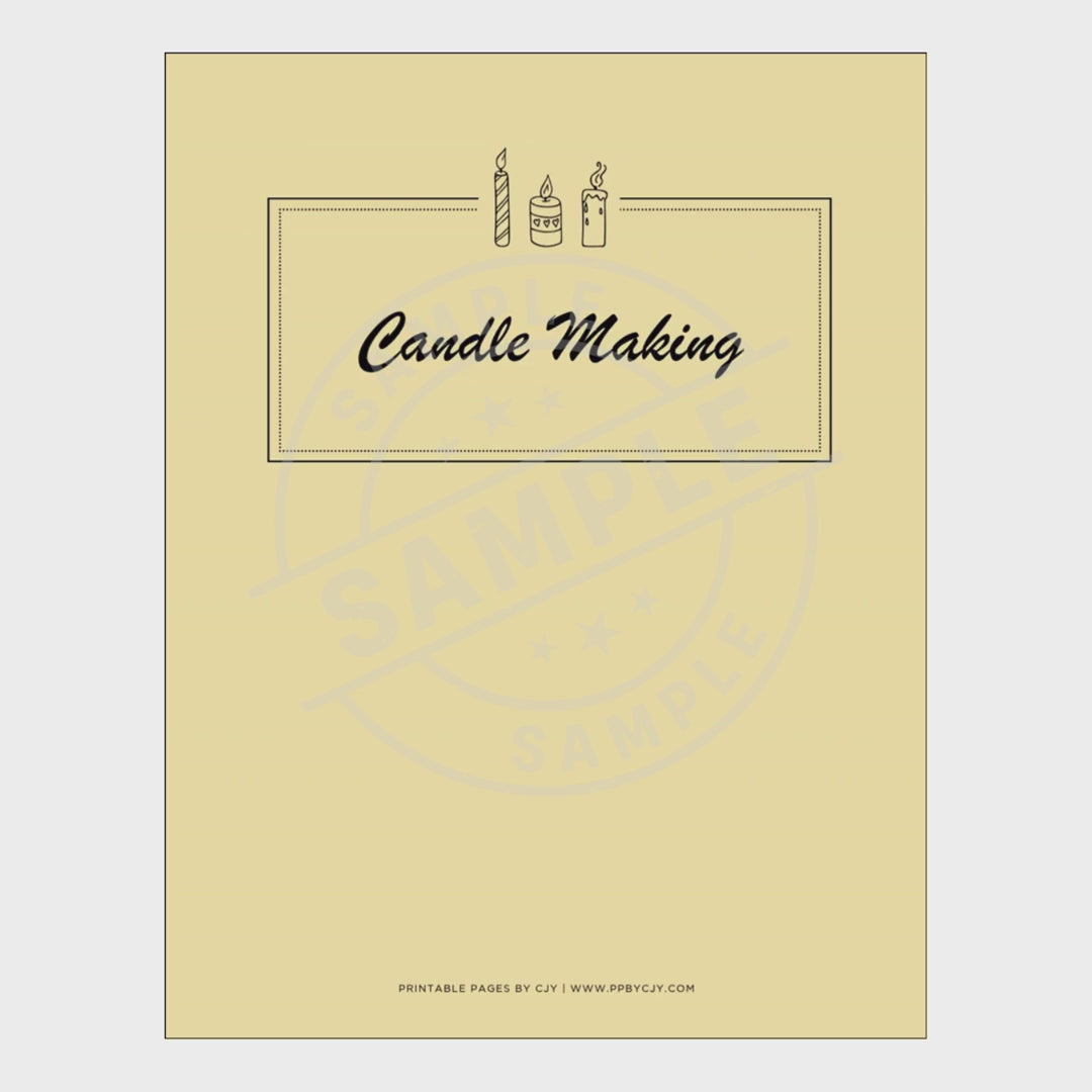 video of Set of candle making worksheets with a yellow notebook titled 'Candle Making'.