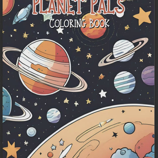 Planet Pals 30 Printable Coloring Pages featuring space-themed designs like planets, stars, astronauts, and more, perfect for kids and space enthusiasts.

