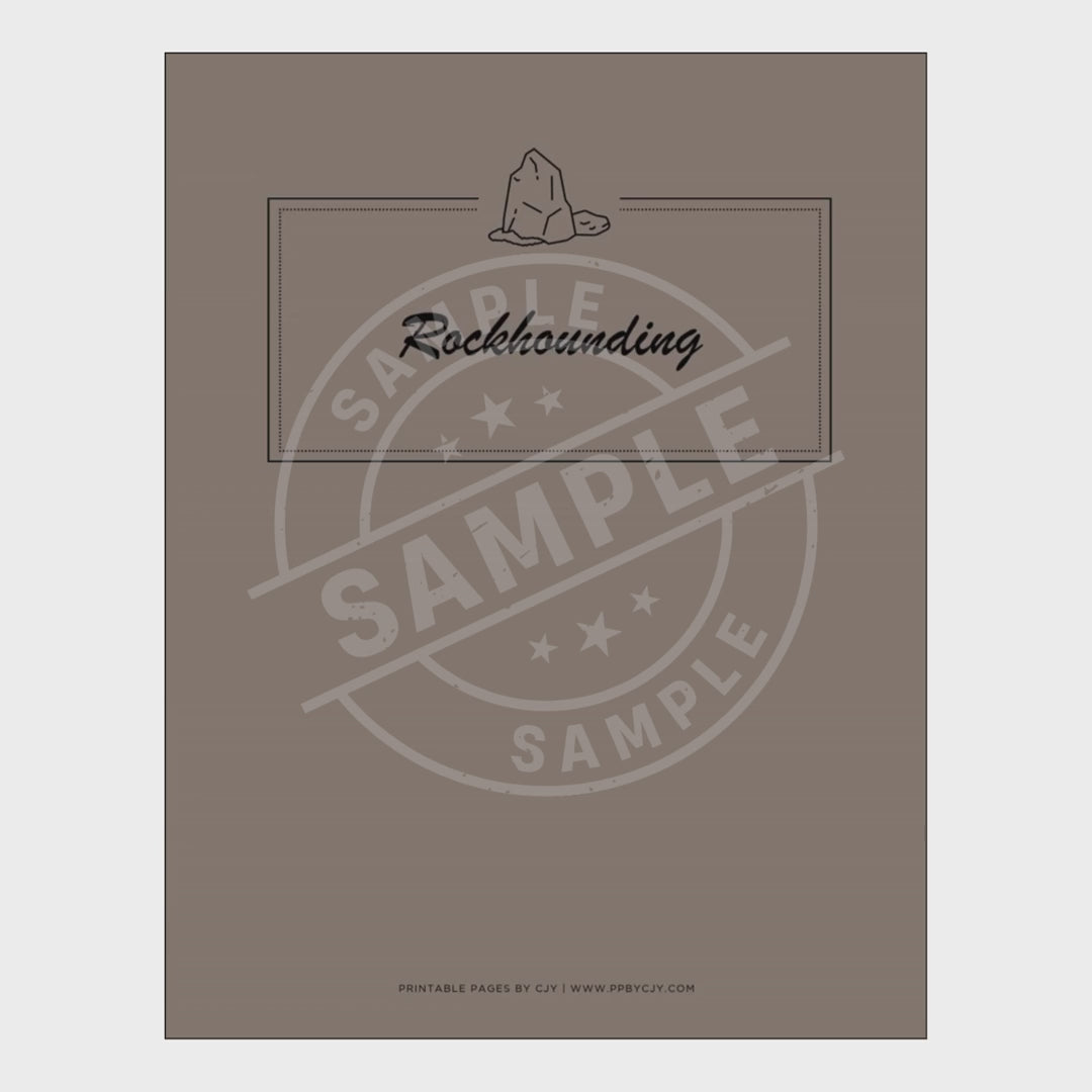 video of Set of rockhounding logbook pages with a cover on a white background