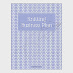 video of Knitting Business Plan document with blue patterned cover on a white background