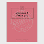 vide for Collection of caregiving planner sheets with a pink cover on a white background