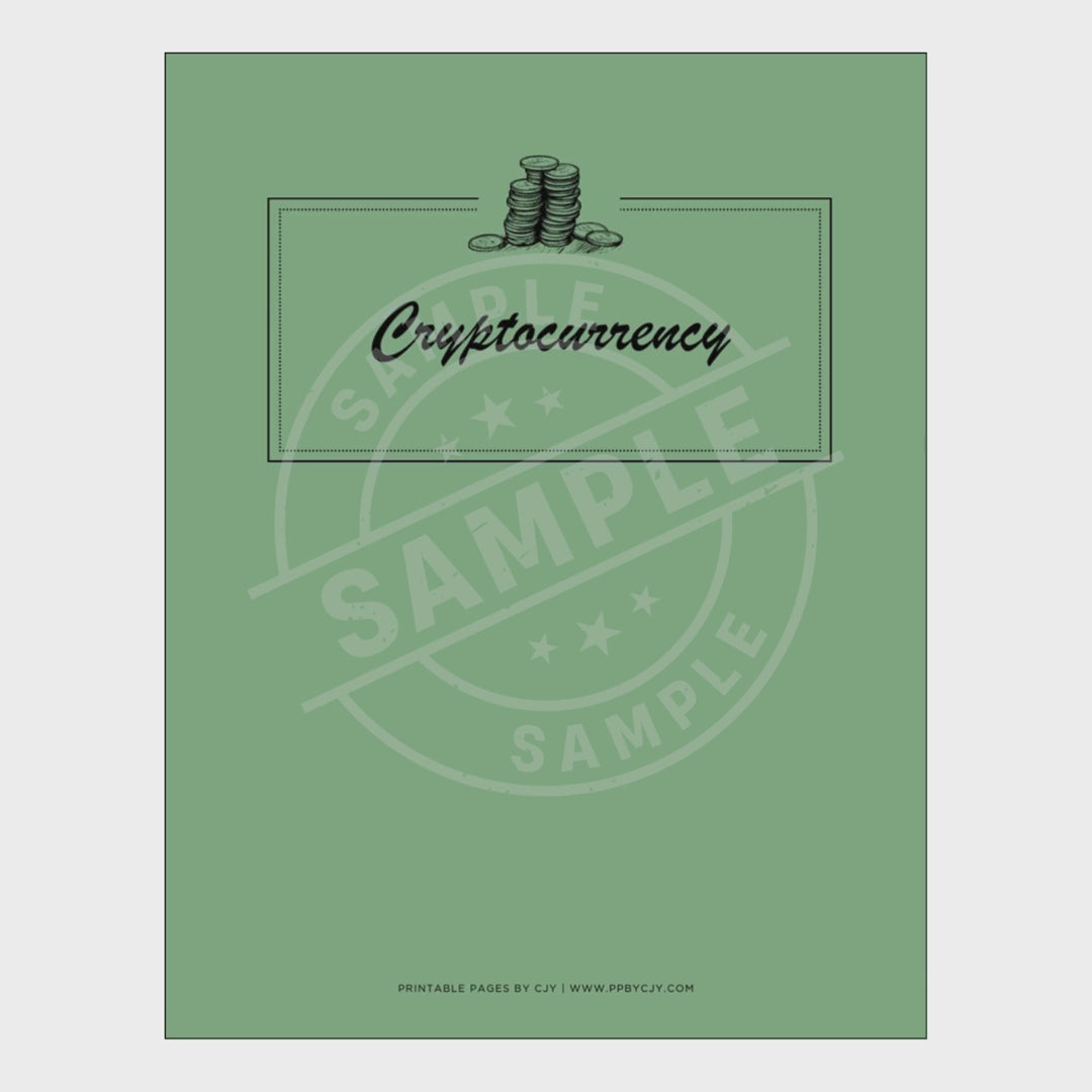 video for Set of cryptocurrency tracking sheets with a green cover on a white background