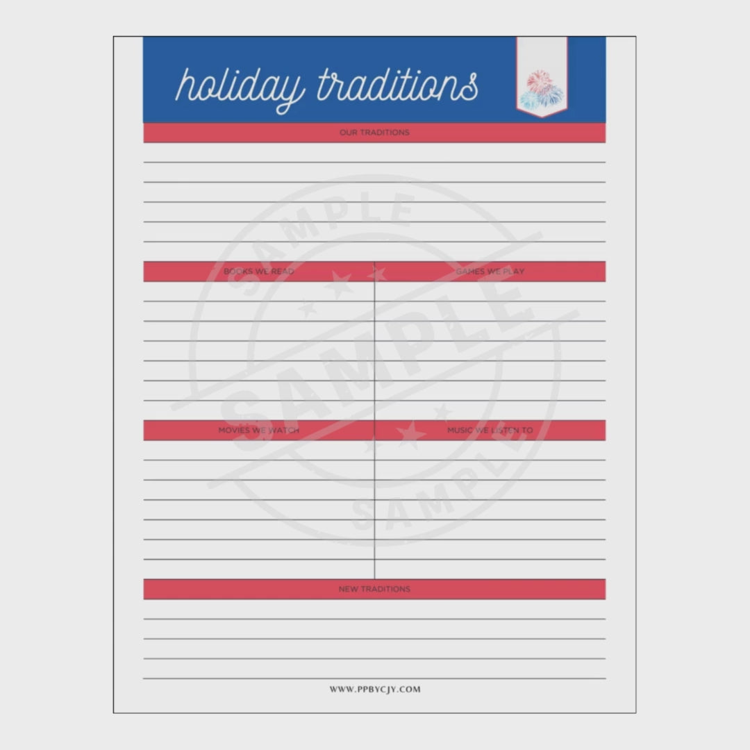 video of party planner checklist with blue and red design on a white background