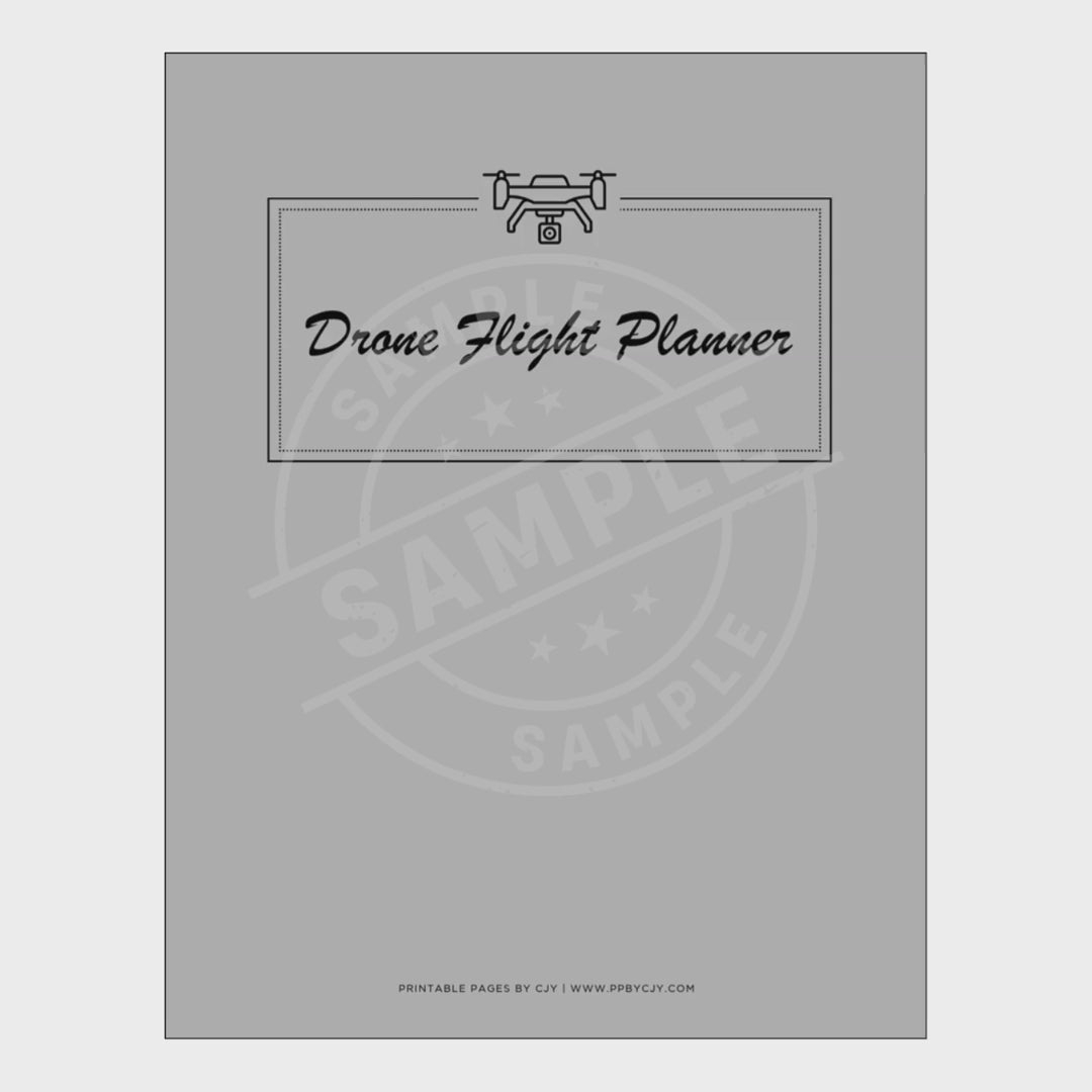 video for Set of drone flight planner pages with a gray cover on a white background