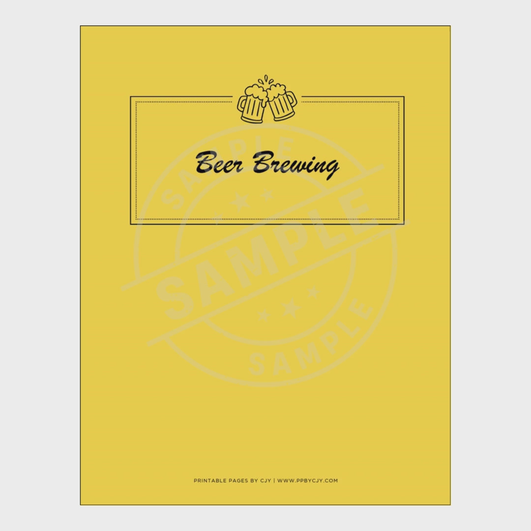 video for Yellow beer brewing notebook with printed pages on a white background