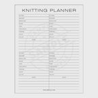 video about Knitting project planner sheet with grid and text on a white background
