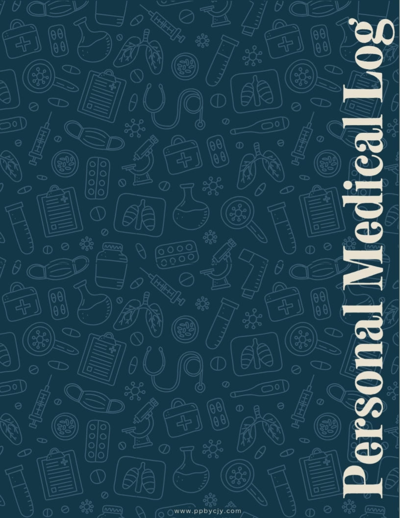 Personal Medical Printable PDF Binder with 105+ pages, including appointment logs, medication trackers, health history, and doctor visit records