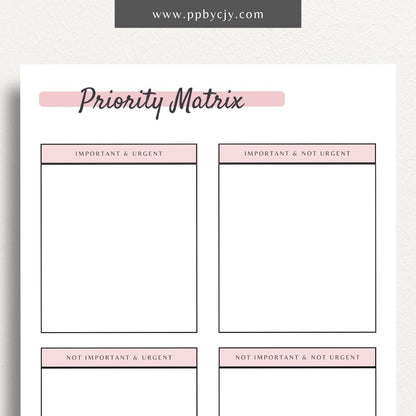 Priority Matrix Printable PDF Template