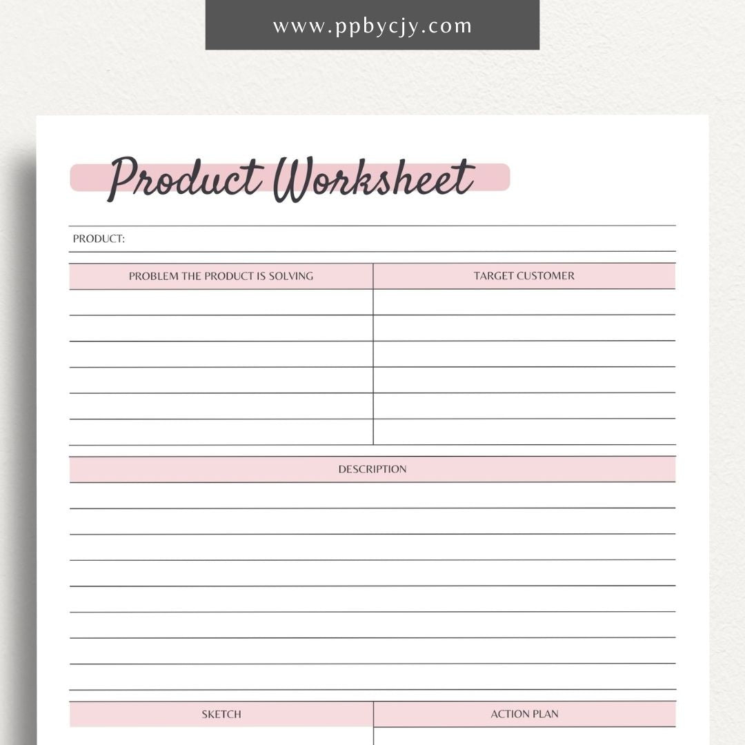 Product Concept Development Worksheet Printable PDF Template