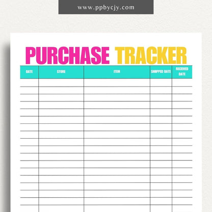 printable template page with columns and rows related to online shopping