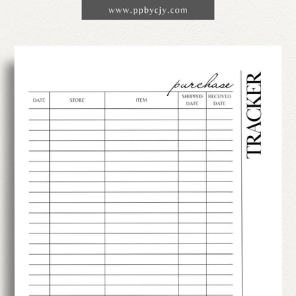 printable template page with columns and rows related to online shopping