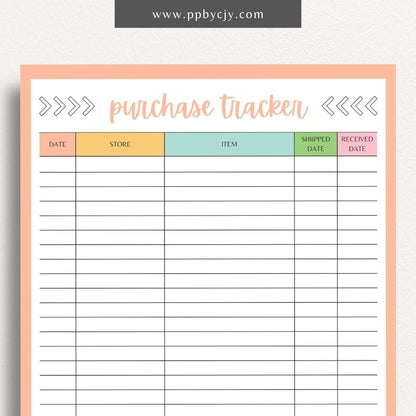 printable template page with columns and rows related to online shopping