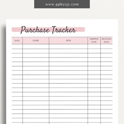 printable template page with columns and rows related to online shopping